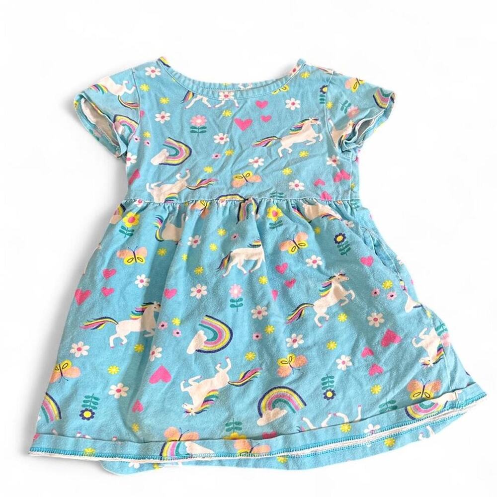 Blue unicorn dress with rainbows